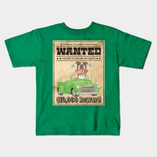 Cute Funny Boxer Dog Wanted Poster Kids T-Shirt